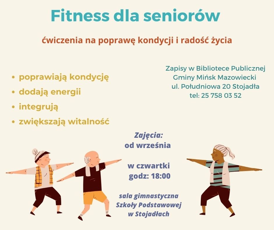Plakat informujący o zapisach na fitness dla seniorów